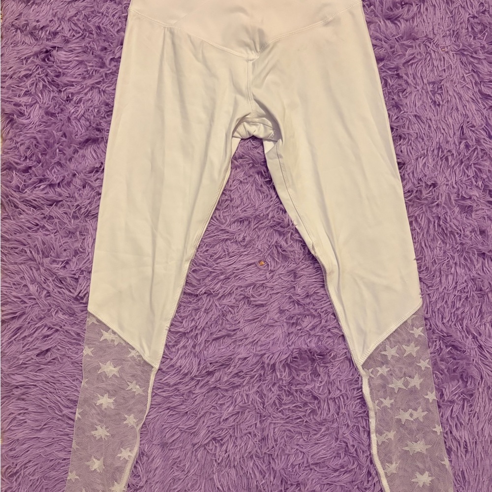 Elegant White Star Mesh Leggings